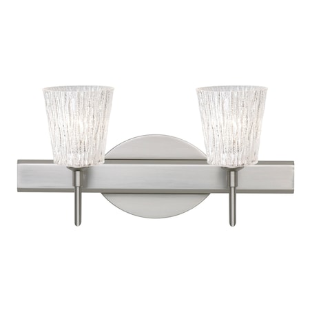 Besa Lighting Nico 4 Vanity, Glitter Stone, Satin Nickel Finish, 2x5W LED 2SW-5125GL-LED-SN